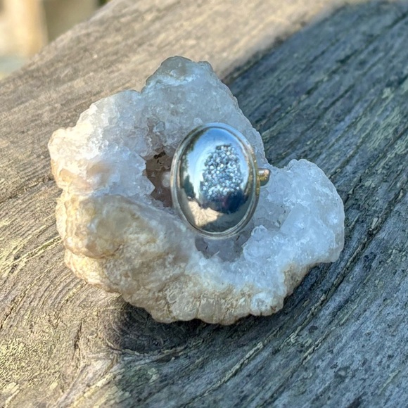 Platinum Aura Druzy Ring
